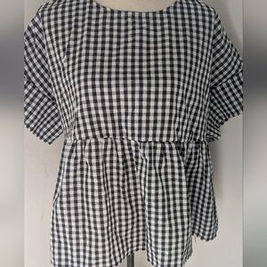 Black and White Gingham Women's Top